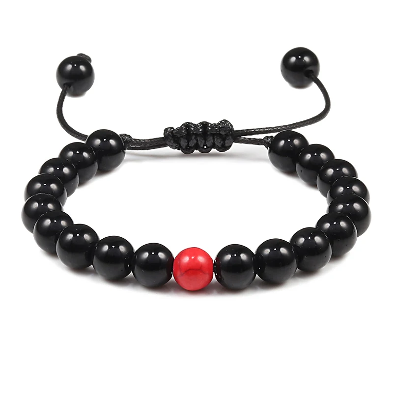 Шарм 8 мм бусины Регулируемый расстояние браслет мужской женский натуральный