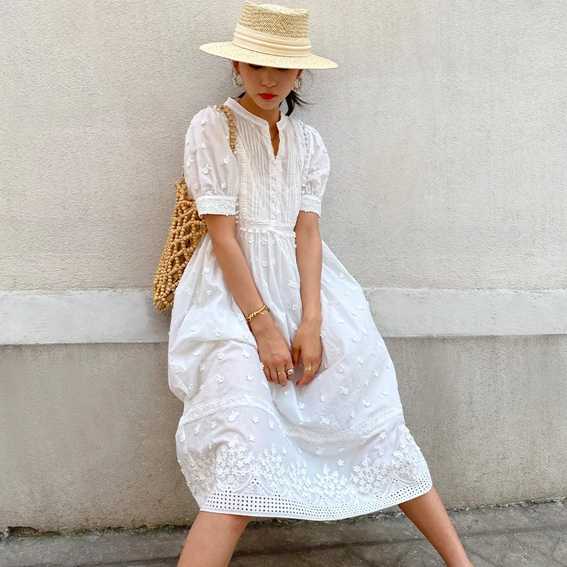 Платье Jastie женское хлопковое средней длины длинное пляжное белое с коротким