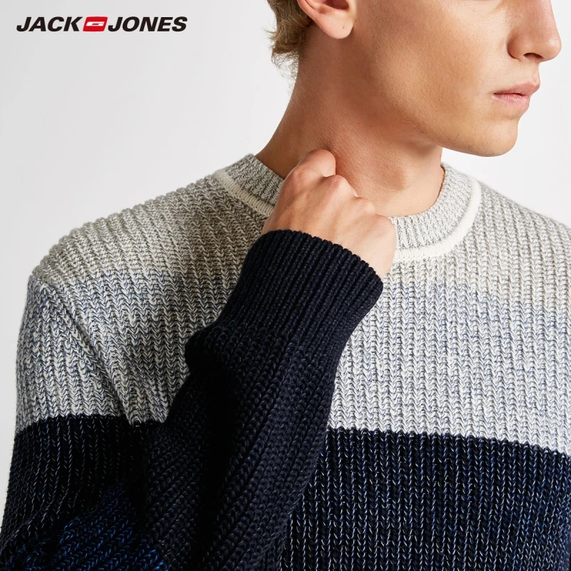 Мужской базовый свитер JackJones цветной с круглым вырезом и прострочкой 218425504 |