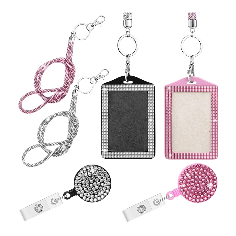 

Набор шнурков Стразы 6 шт., держатель для ID-карт, ремешок для ключей, шейный ремешок, выдвижные катушки для женщин, медсестер, учителей