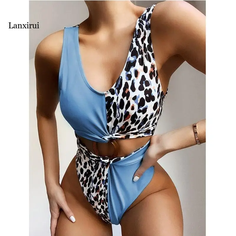 

High Waist Swimsuit Female Sexy One Piece Swimsuit Women Swimwear One Shoulder Bathing Suit Leopard Monokini Women Swimming