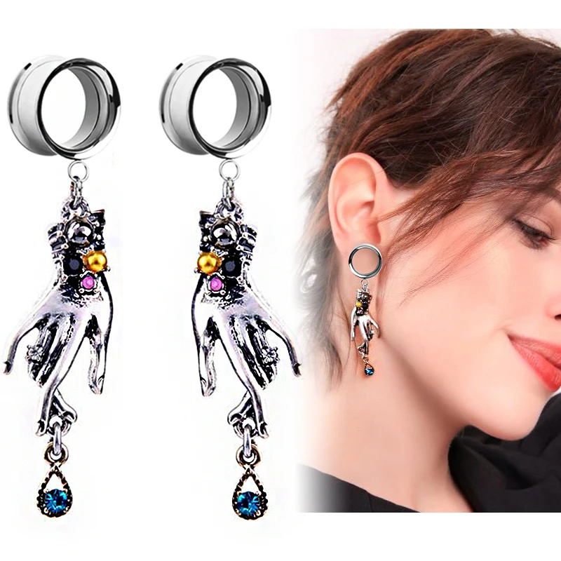 

2Pcs Dangle Ear Gauges Expansion Ear Stretchers Plugs Tunnels Earrings Piercing Expander Tunnel Plug Body Jewelry Ear Reamer