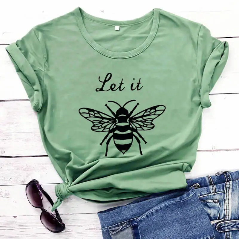 Женская футболка Let it bee shirt It Be funny с Пчелой рубашка для влюбленных подарок друга