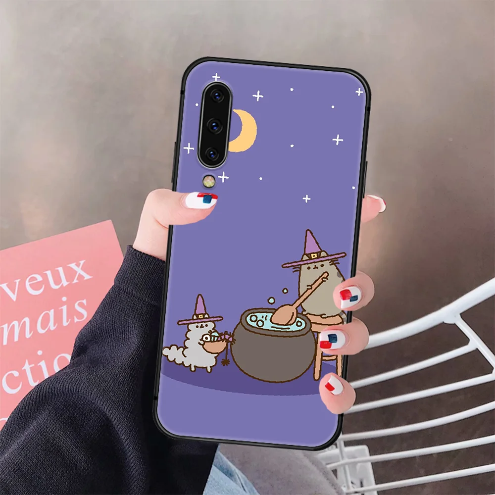 

Cartoon Cute Pusheen Cat Phone Case Cover For Samsung Galaxy A10 A20 A30 E A40 A50 A51 A70 A71 J 5 6 7 8 S black Prime Silicone