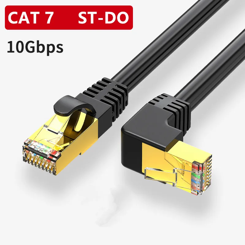 cat7 ethernet cable lan cable sftp rj45 network cable right angle 90 degree for compatible patch cord for computer router laptop free global shipping