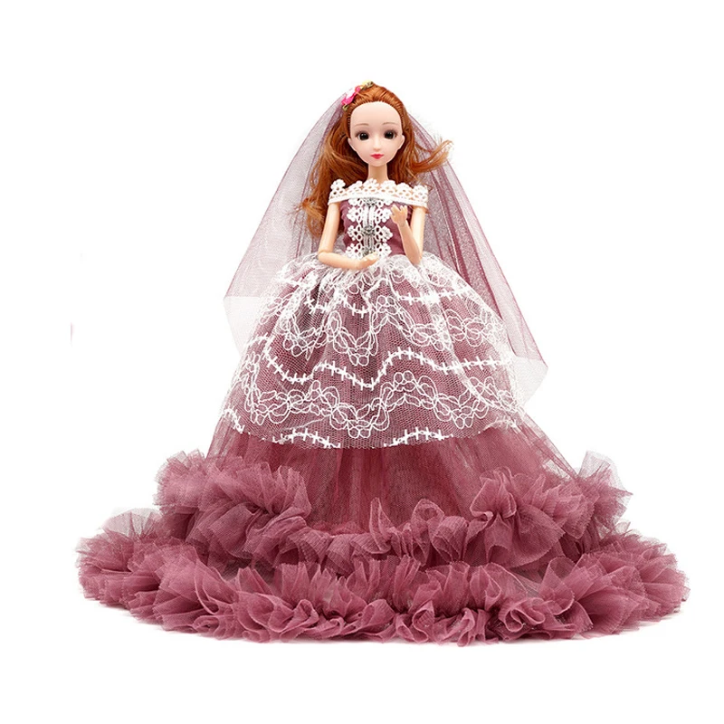 1/6 9 Jointed Doll With Handmade Wedding Dress Princess Evening Party Ball Long Gown Skirt Bridal Veil Clothes Accessories | Игрушки и
