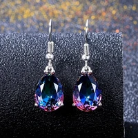 classical exquisite purple crystal drop earring for women aniversary party wedding jewelry gift