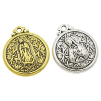 virgin mary charm beads 24pcs zinc alloy pendants retro accessories religious l1788 24x20 5mm tibetan silver