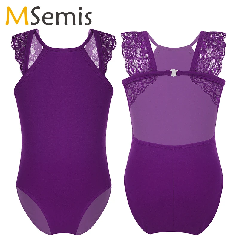 Балетное трико для девочек балетное белье без рукавов с кружевными вырезами на