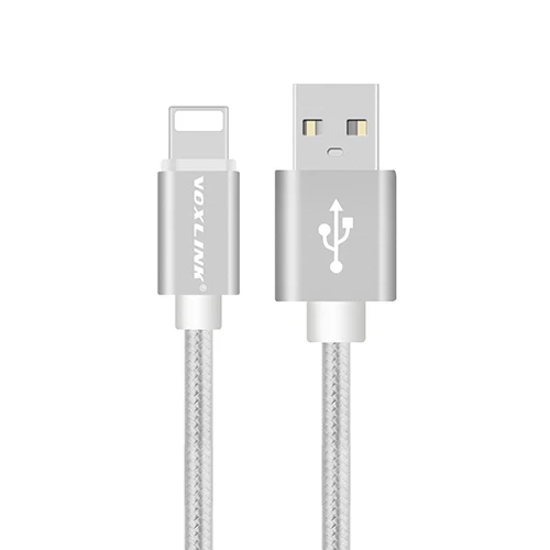 VOXLINK, 5 шт. в упаковке, USB-8-контактный кабель, нейлоновый usb кабель для зарядки и передачи данных для iPhone X Xs, xr, 8, 8 plus, 7 plus, 6s plus, 5S, iPad Air, usb-кабель - Цвет: Silver