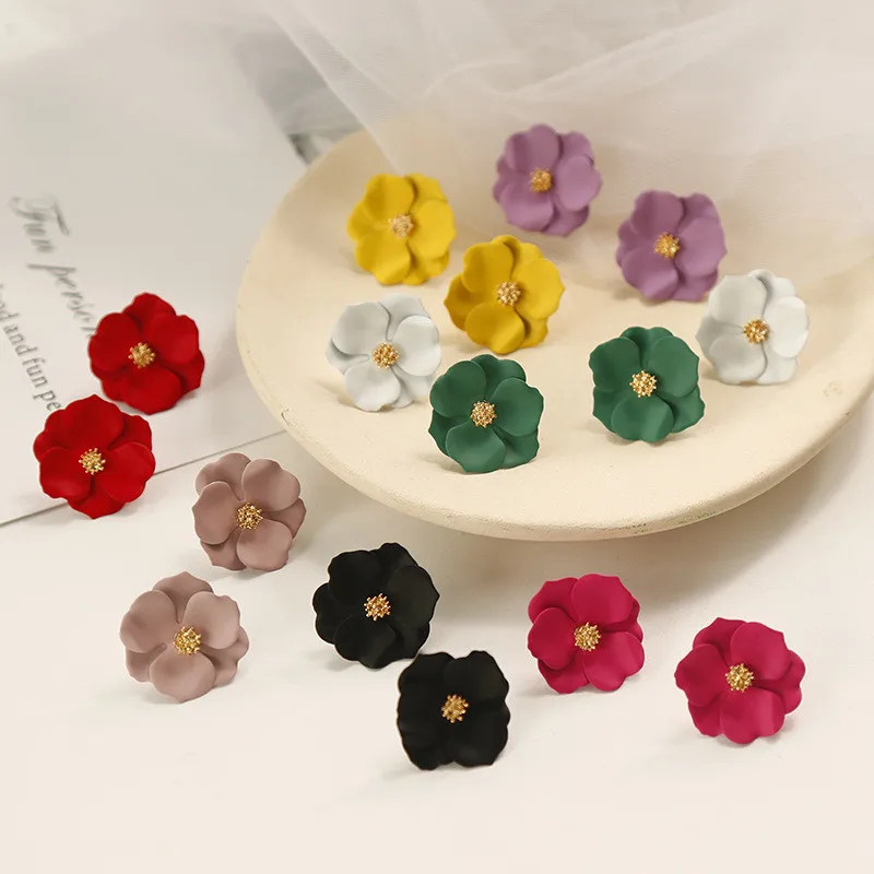 

Korean Fresh Sweet Cute Solid Flower Woman Girls Stud Earrings Fashion Jewelry Holiday-KQQE