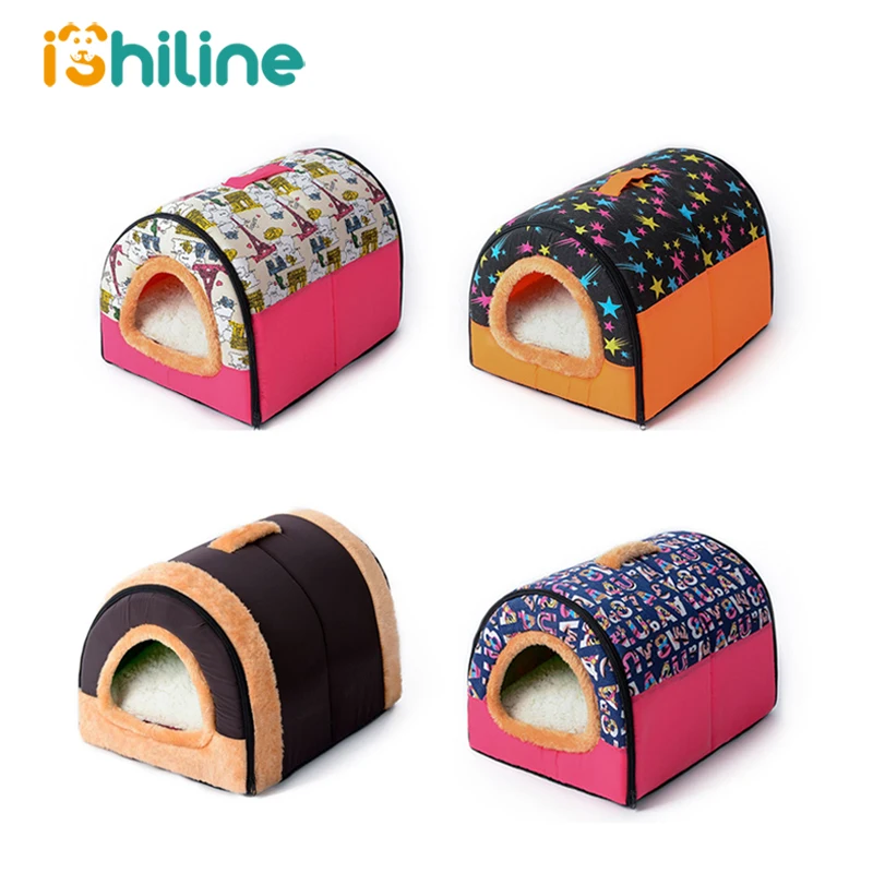 Горячо! Домик для собак кошек питомник гнездо с ковриком складная кровать