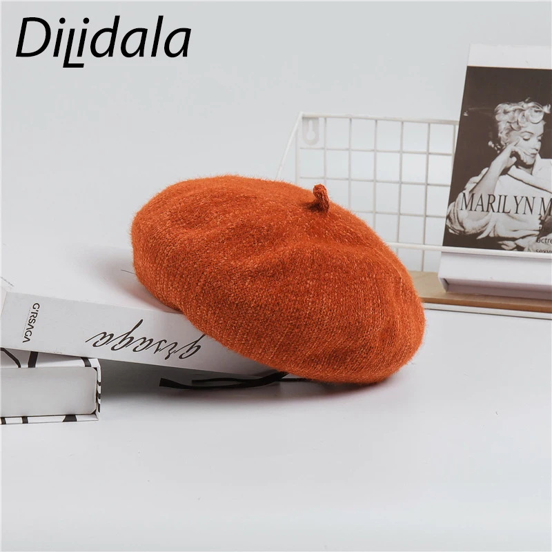 Dilidala осенне-зимний Регулируемый берет для женщин женская шерстяная шапка