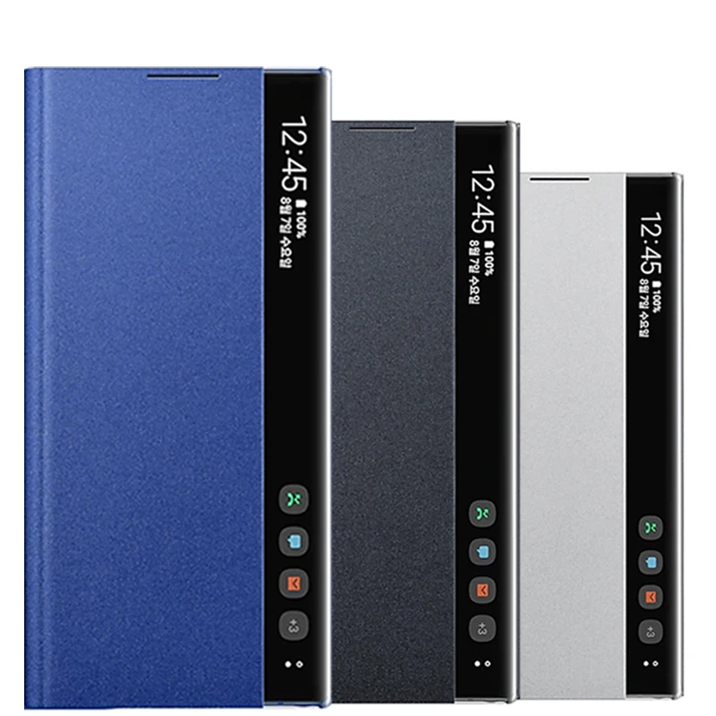 Samsung-funda de tel&eacute;fono Original con tapa para Galaxy Note 10, Note 10 Plus, 5G, Note 10 +, funda protectora con espejo-1