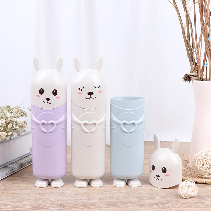 Милый кролик портативный контейнер для зубной щетки пасты защитный держатель