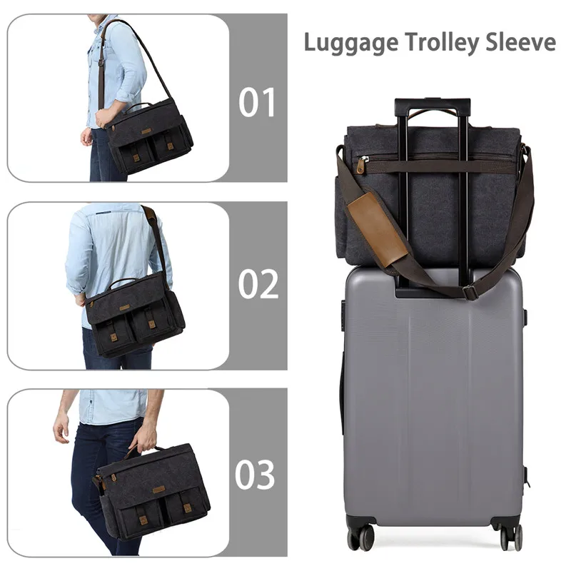 vaschy messenger bag for men vintage water resistant waxed canvas 15 6 inch laptop briefcase padded shoulder bag for men women free global shipping