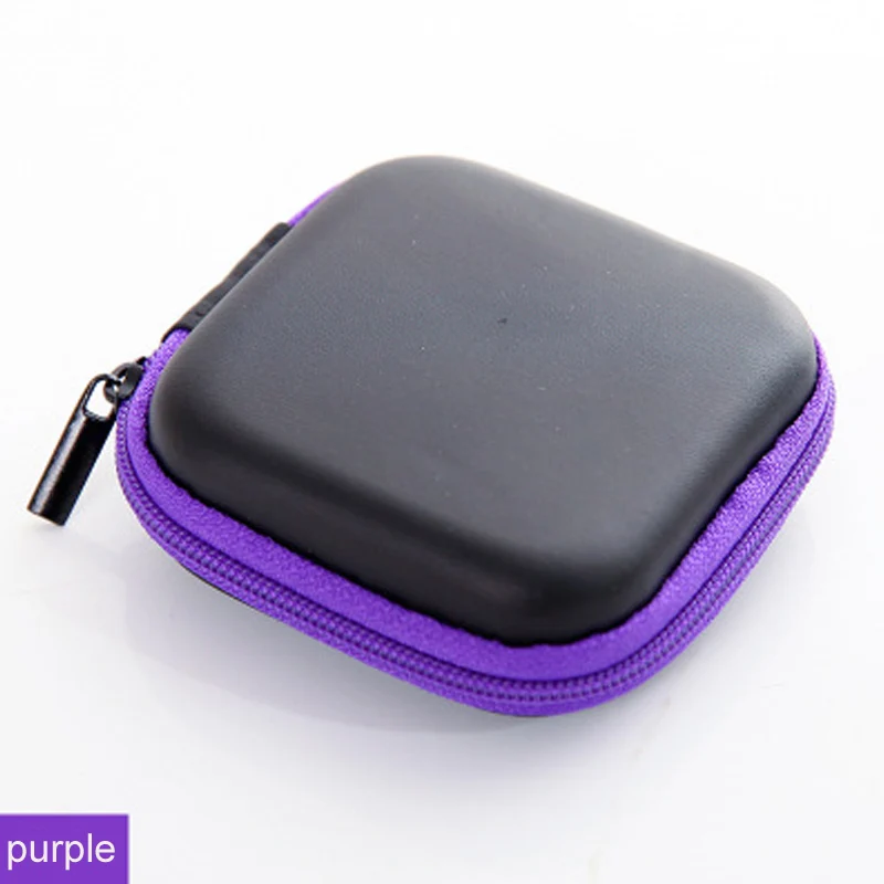 square purple Держатель для наушников чехол для хранения жесткий мешок, чехол для наушников Аксессуары для наушников Наушники карта памяти usb кабель - Цвет: square purple