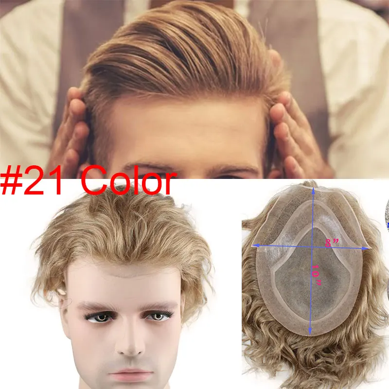 21 Color Eseewigs человеческие волосы мужские парики натуральный черный цвет прямые европейские волосы remy швейцарские кружевные передние парики кожа тонкая PU ручная работа - Парик Цвет: 21 Color
