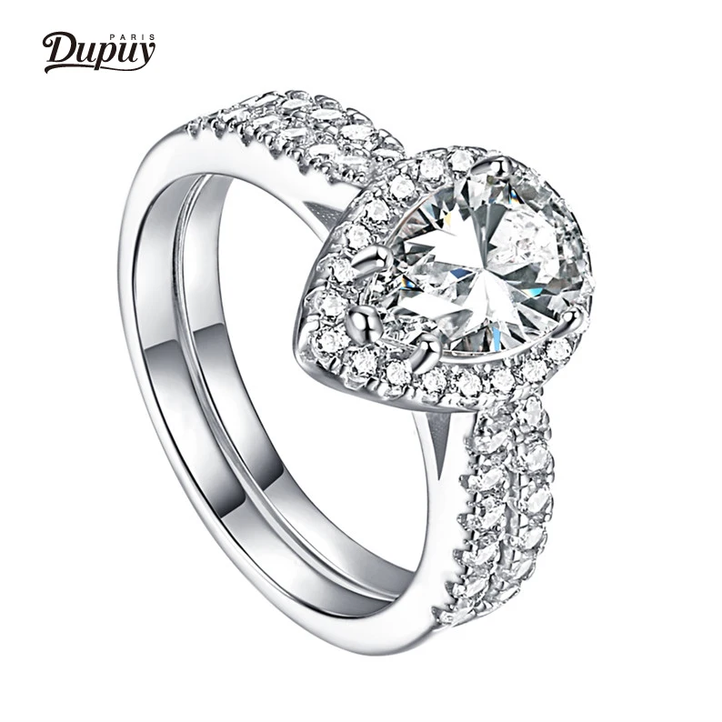 DUPUY кольцо из стерлингового серебра с блестящим кубическим цирконием 6*9 мм