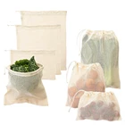 Экологичная многоразовая хлопковая сетка, сумка для хранения овощей, хлопковая сетка, мешки для овощей, сумка для хранения фруктов и овощей