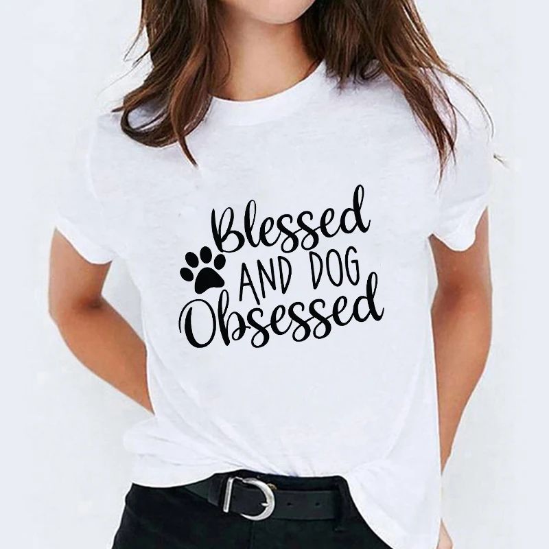 

Harajuku T Shirt T-shirts Women Dog Mom Leopard Paw Funny Printed Ladies Tops Graphic Womens Tees Female Camisas Lady T-Shirt