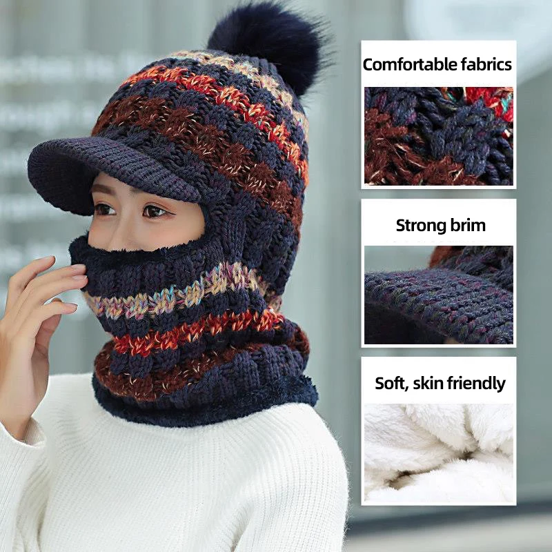 Зимние женские шапки с козырьком смешанные цвета вязанная шапка Skullies женская из