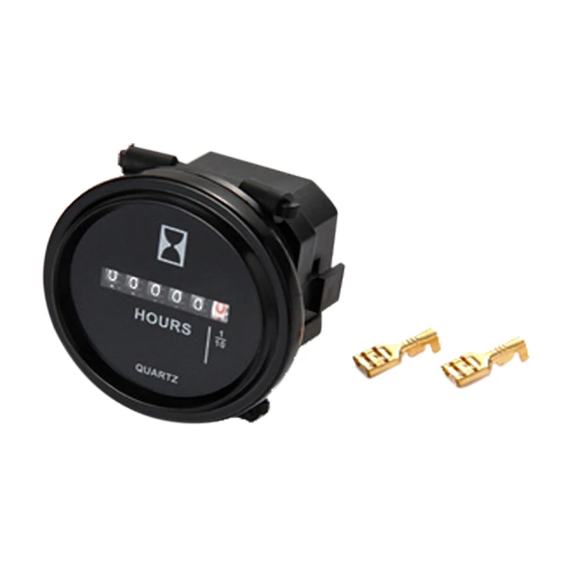 

Snap in Hour Meter Round LCD Hour Meter Quartz Hour Meter DC 6-80V for Fork Cart Boat Tractor Generator Engine Mower
