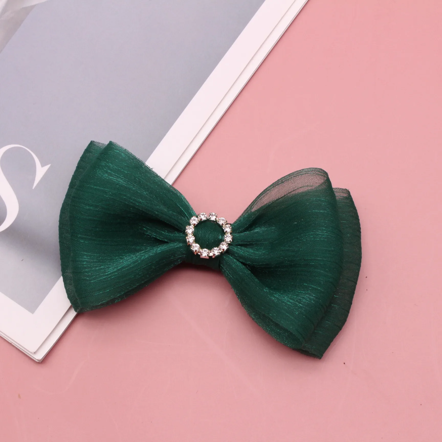 

2Pcs/Set Korean Style Bow Hairpin Round Rhinestone Children's BB Clip Factory Direct Sales