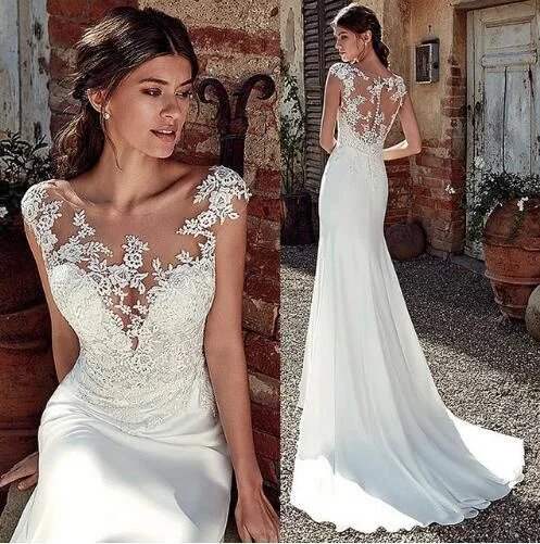 

Main Light Wedding Dress 2021 New Women's Small Tail Large Size Slim Simple Fishtail Lace Backless Travel Photo