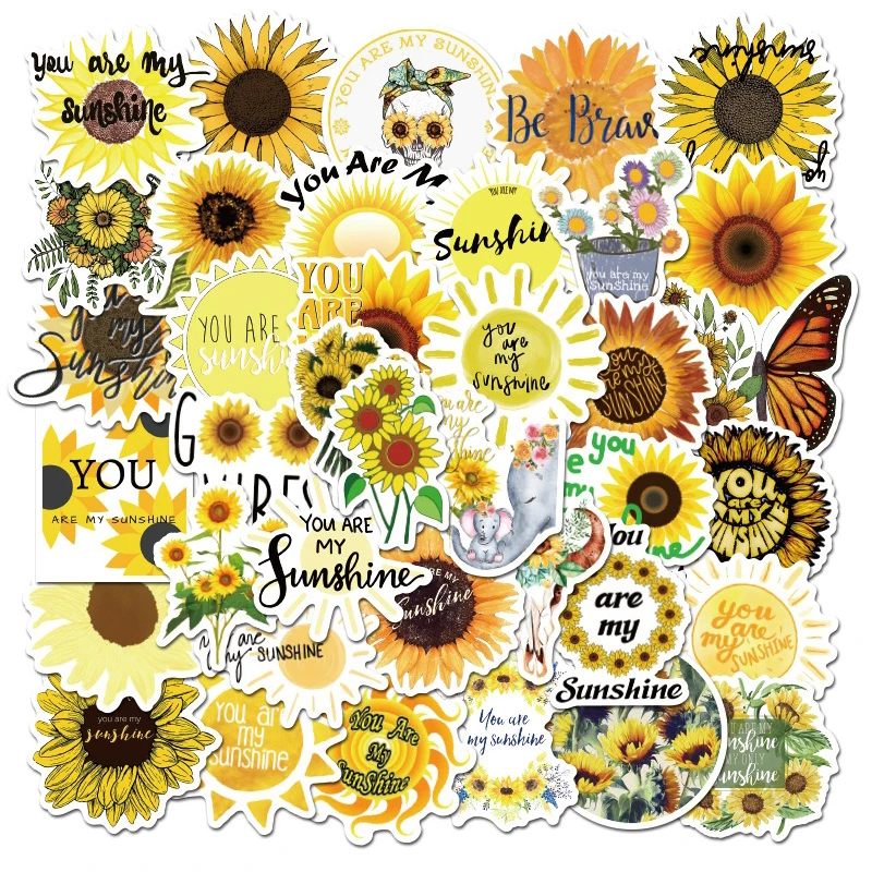 

10/30/50 PCS Sun Flower Graffiti Stickers Waterproof Vinyl Decal Sticker for Laptop Helmet Bicycle Luggage