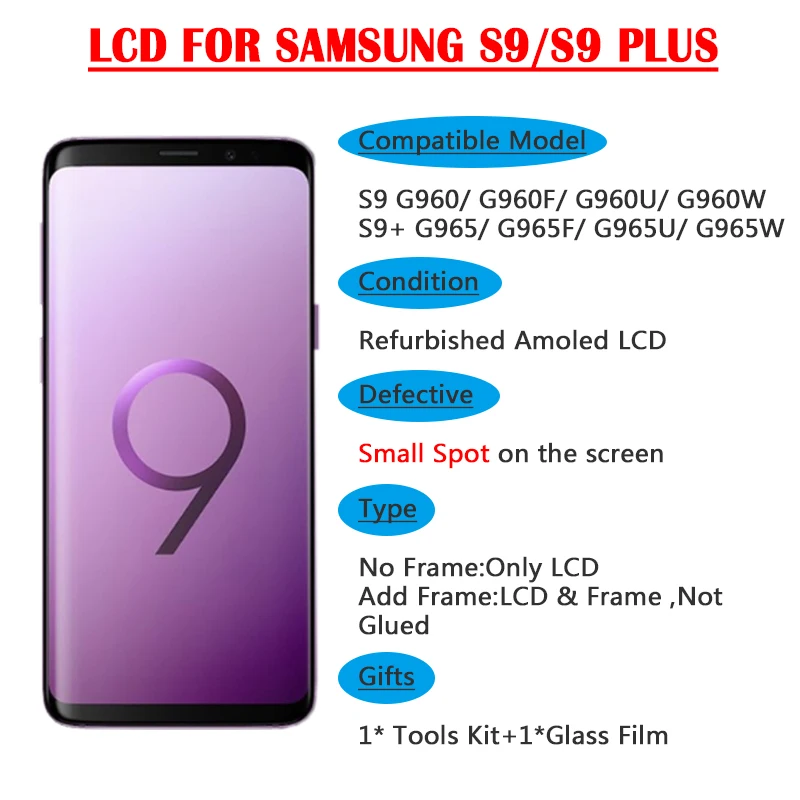 ЖК дисплей AMOLED для Samsung Galaxy S8 Plus S9 Note 8 сенсорный экран дигитайзер + маленькая точка