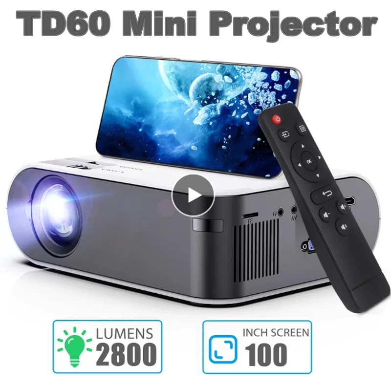 

Мини-проектор ThundeaL TD60 портативный с поддержкой Wi-Fi, Android 6,0, 1080 лм