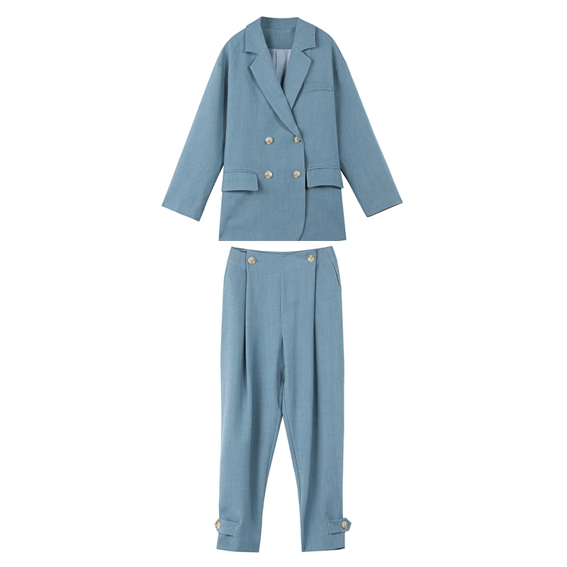 Новый женский офисный комплект из двух предметов однотонная двубортная Женская