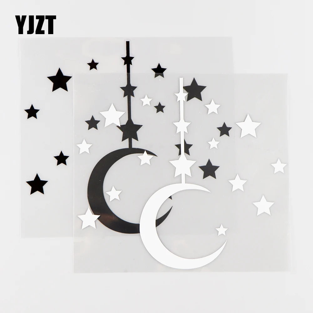 

YJZT15.4X14.1CM Mischievous Star And Moon Art Decor Funny Car Stickers Vinyl Decal Black / Silver 10A-0136