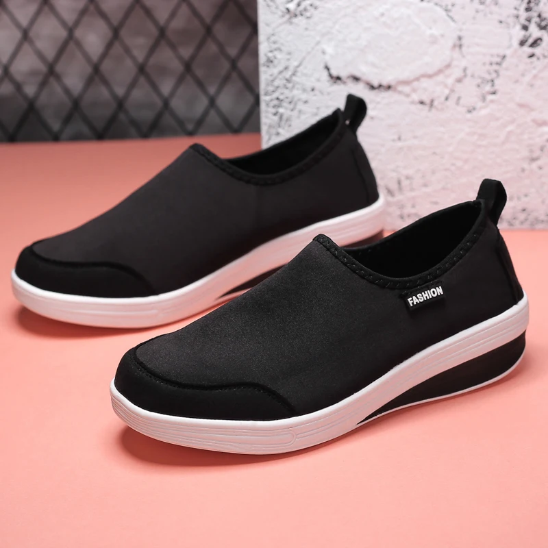 

Кроссовки женские на танкетке, дышащая Вулканизированная подошва, без шнуровки, резиновая подошва