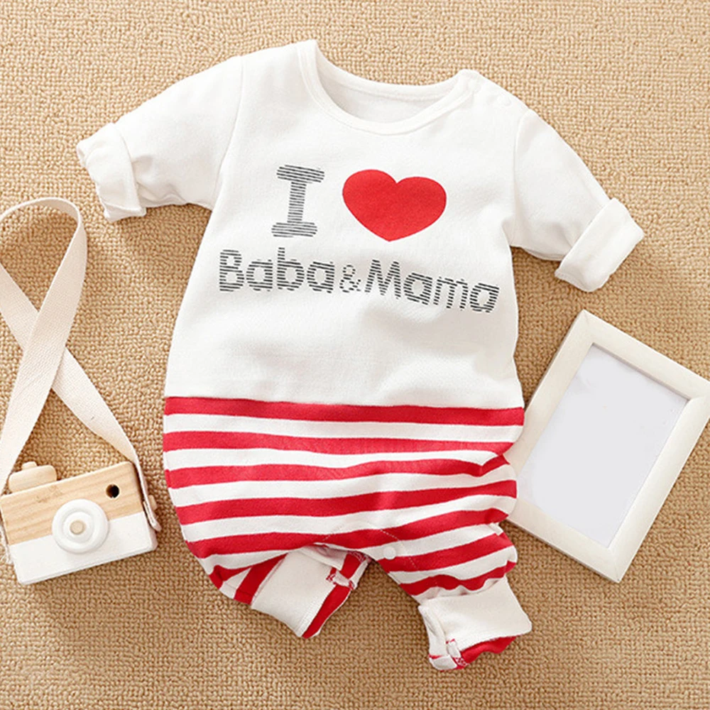 

Twins Baby Clothes Unisex I Love Baba Mama Baby's Rompers Spring Summer Sleepwear For Newborns Pajamas New Born Jumpsuit