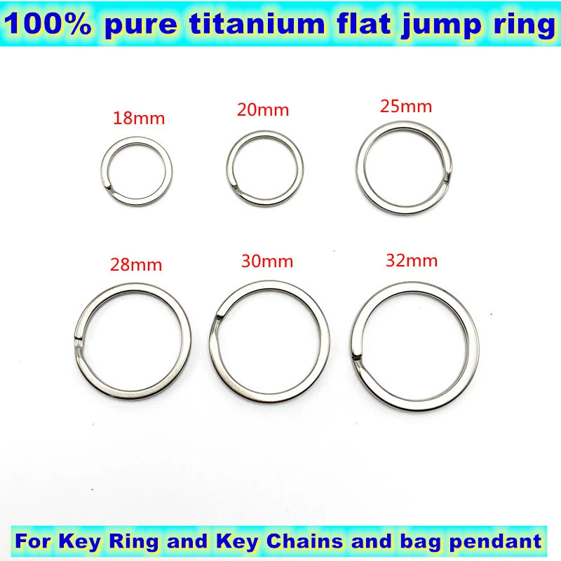 Твердые титановые круглые плоские раздельные кольца для ключей и брелоков 50