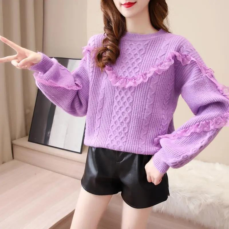 

2023 Spring Autumn Woman Knitted Sweaters Pullovers Female Jumper Loose Jacket Sweater Ladies Pull Long Sleeve Knitted Tops H303