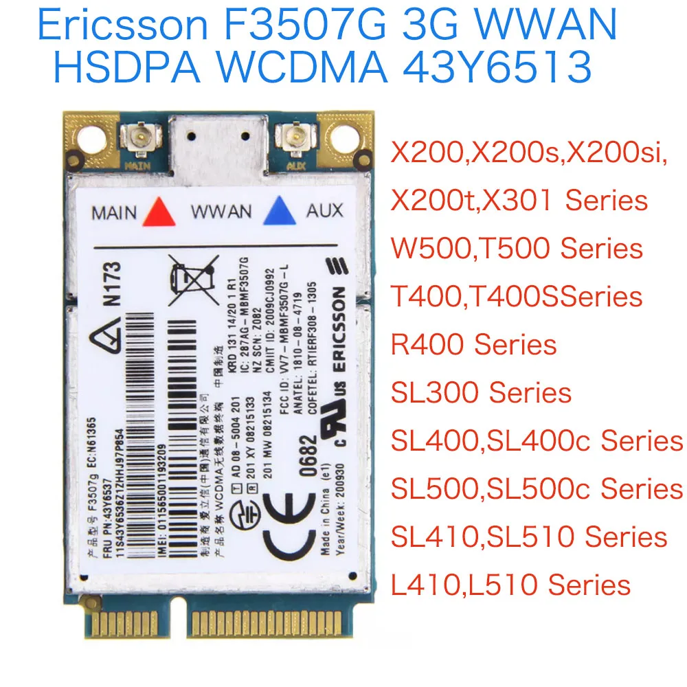 Ericsson F3507G 3G WWAN HSDPA WCDMA EDGE GPRS GPS 43Y6513 43Y6537  Thinkpad X200t W500 T500