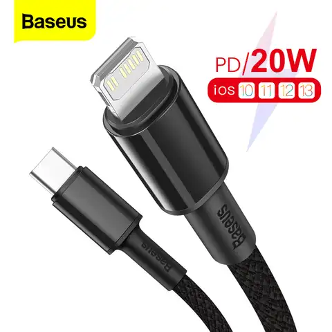 Кабель Baseus PD 20 Вт USB Type C для iPhone 13 12 Pro Max 11 X, быстрая зарядка для iPad Air 2020, USB C, кабель для зарядки телефона, провод для передачи данных