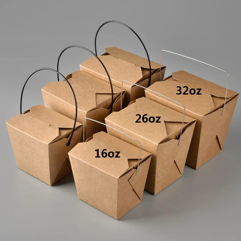50 шт. коробка из крафт бумаги для ланча закуски салатная одноразовая фаст фуд