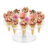acrylic ice cream cone stand cake dessert holder display stand party shelf 616 hole round wedding buffet display holder