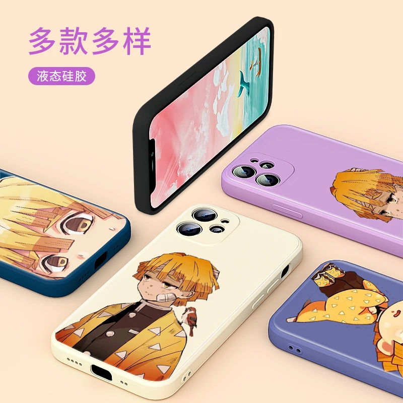

Cute Japan Demon Slayer For Apple IPhone 13 12 Mini 11 Pro XS MAX XR X 8 7 6S SE Plus Liquid Silicone Soft Cover Phone Case