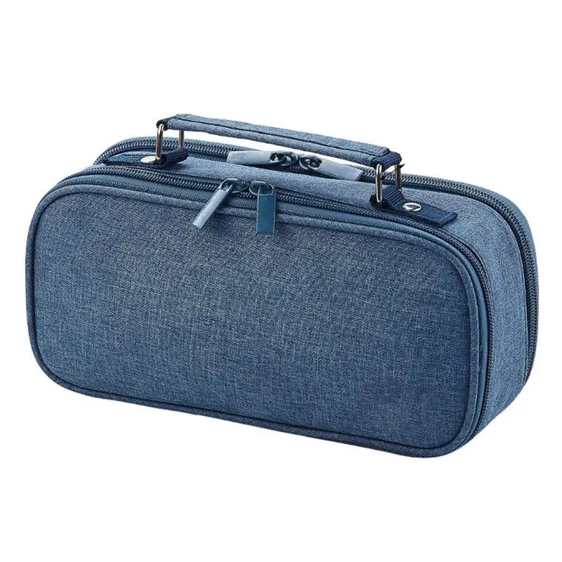 

Large Capacity Double Layer Pencil Case Canvas Portable Storage Bag Stationery QX2B