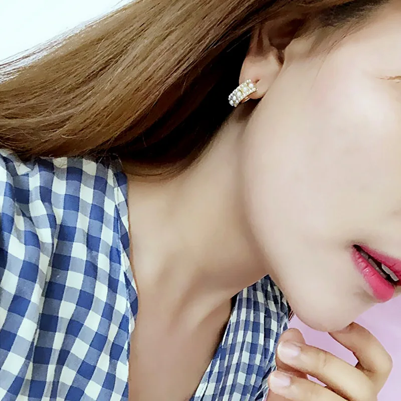 Женские серьги-кольца с жемчугом металлические серьги неправильной