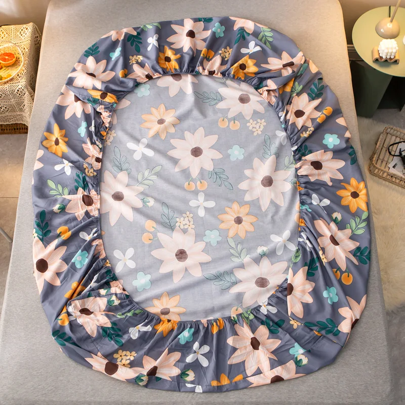 

Pure cotton Fitted Sheet flower Bedding tiwn full king elastic Bed Sheet Rubber Band Mattress Cover Protector luxury pillowcase