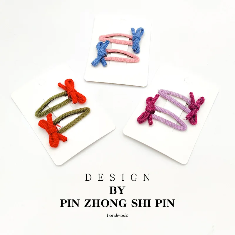 

Korean Version of The New Woven Retro Fabric Bb Pair Clip Sweet Children's Lattice Bow Hairpin Decoration Cute Simple Bangs Clip