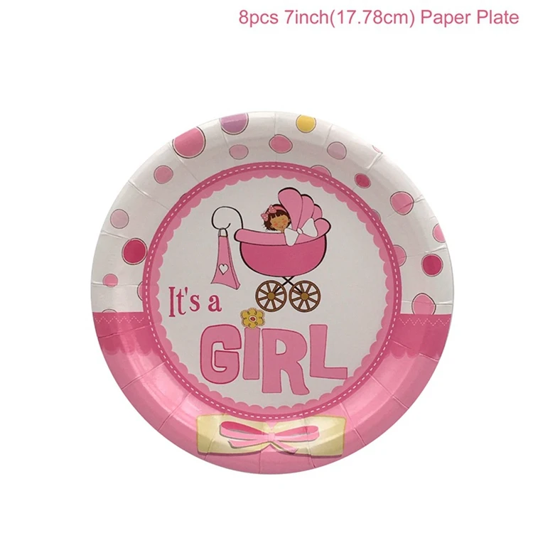 Pink Paper Plate FENGRISE/вечерние украшения в виде слона для мальчиков и девочек, украшения для вечеринки на день рождения, детские голубые и розовые украшения в виде конфет - Цвет: Pink Paper Plate