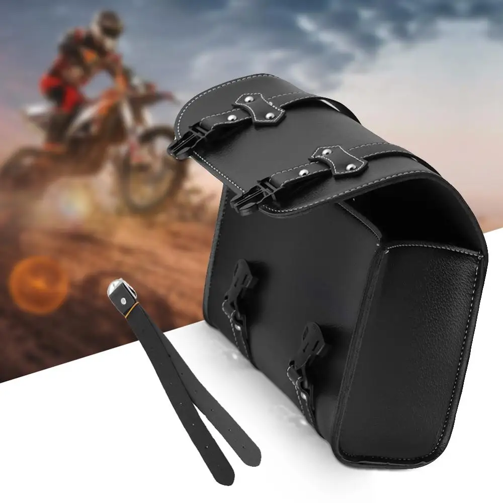 

Motorcycle PU Leather Saddlebags Black for Honda/Suzuki Motorbike Side Tool Bag Outdoor Motorbike Luggage Tool Pouch