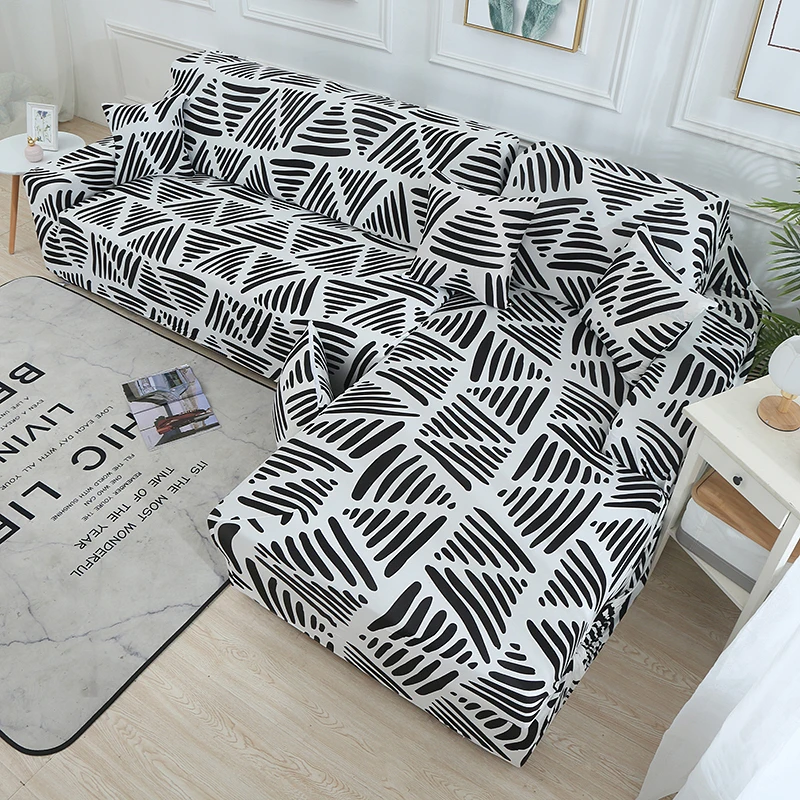 Геометрический эластичный чехол для дивана гостиной современный секционный